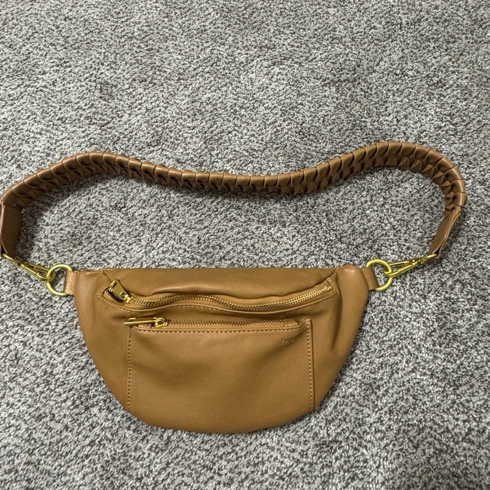 Fawn Design Tan Crossbody Bag with Fishtail Strap